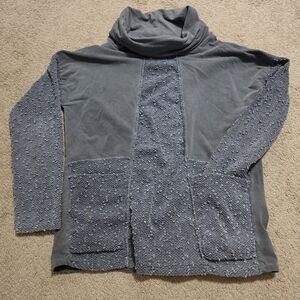 Gray Textured Long Sleeve Blouse